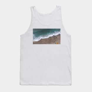 Aerial View Of The Sandy Beach With Ocean Waves Tank Top